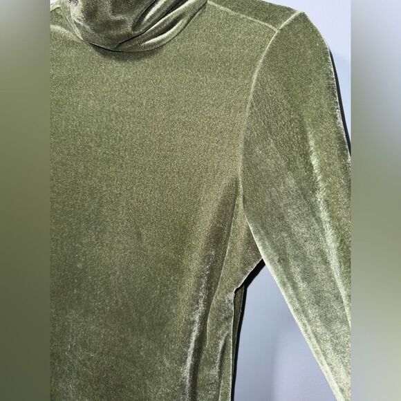 Soft Surrounding Women’s Green Velvet Velour Turtleneck Sweater Size XS NWOT - Picture 3 of 7